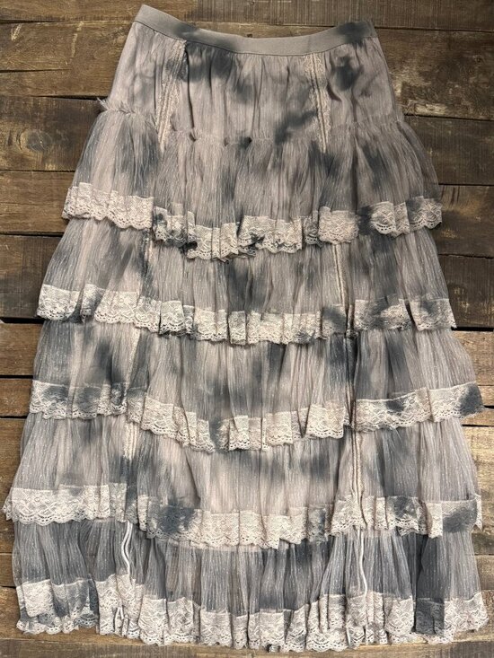 Jaded Gypsy Dresses & Skirts - NWT Jaded Gypsy True Romance Skirt Charcoal Boho Maxi High Low Lace Ruffle Skirt